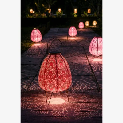 Rockett St George Coral Dome Outdoor Solar Lantern With Stand