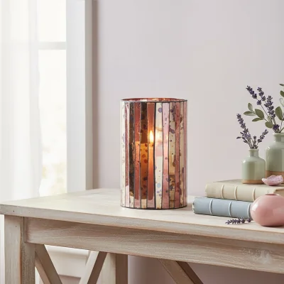 The Range Gaia Pink Antique Finish Large Candle Holder - Pink