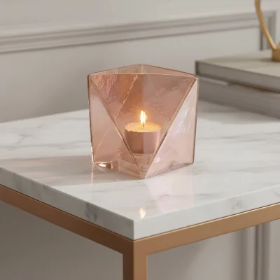 The Range Rambia Small Pink Glass Candle Holder - Pink