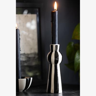Rockett St George Black & White Stripe Candlestick Holder