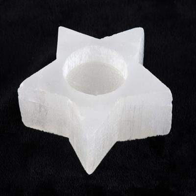 The Range Selenite Star Tealight Candle Holder For Elegant Decor - White