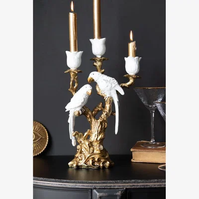 Rockett St George Lovebirds & Roses Candlestick Holder