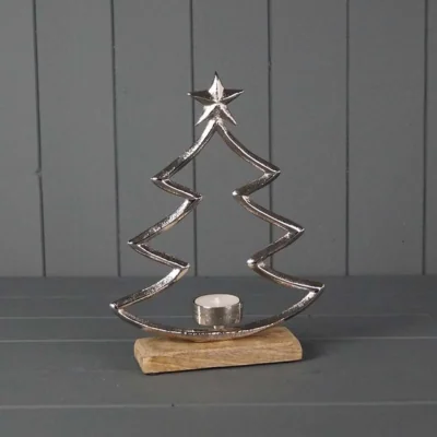 The Range Silver Festive Metal Tree Tealight Holder - Silver