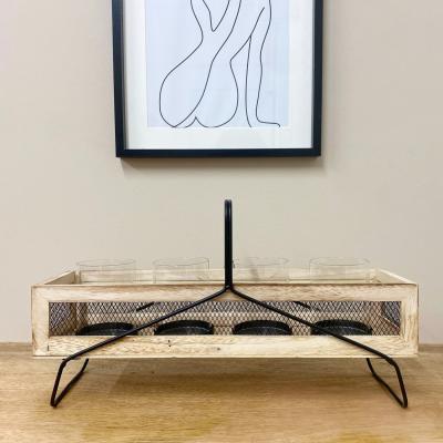The Range Four Piece Candle Holder in Wooden Display Tray - Wooden