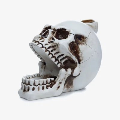 The Range Skull with Open Mouth Backflow Incense Burner - White
