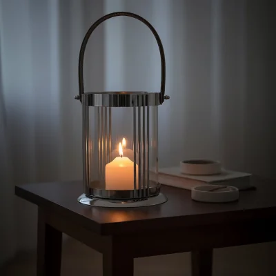 The Range Astro Small Silver Finish Lantern - Silver, Black