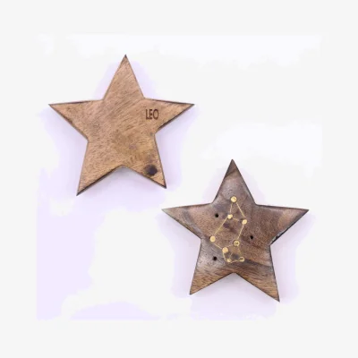 The Range Engraved and Brass Zodiac Sign Incense Burner Star - Brown