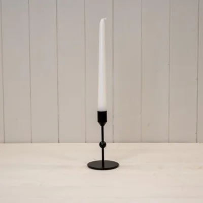 The Range Small Black Single Candle Holder with Ball Detail - Black