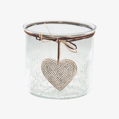 The Range Midnight Heart Crackle Candle Holder - Silver