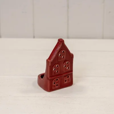 The Range Red Ceramic Pointed House Tealight Holder - Red