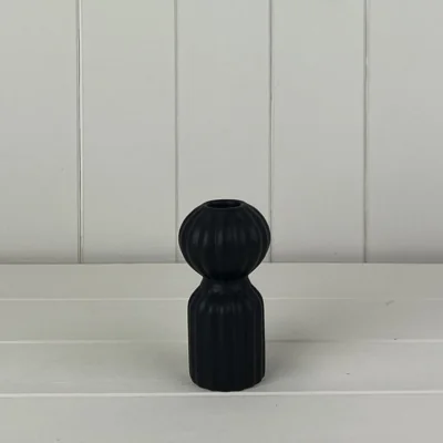 The Range Contemporary Black Ceramic Candle Holder - Black