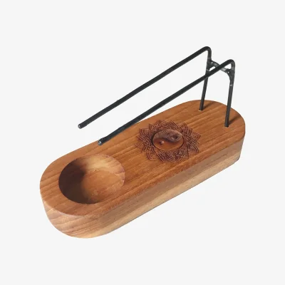 The Range Small Palo Santo Heater Teak Wood Yin  Yang Design Holy Wood Smudge - Brown
