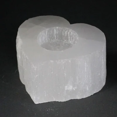The Range Elegant Selenite Heart Candle Holder - White