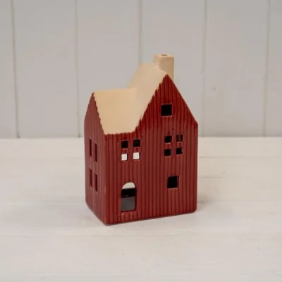 The Range Large Red Ceramic House Tealight Holder - Red