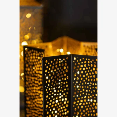 Rockett St George Set Of 2 Black & Gold Star Lanterns - DISCONTINUED