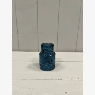 The Range Small Blue Textured Candle Holder - Blue