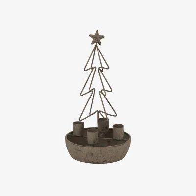 The Range Hill Interiors Rustic Outline Tree Christmas Candle Holder - Antique Bronze / 1