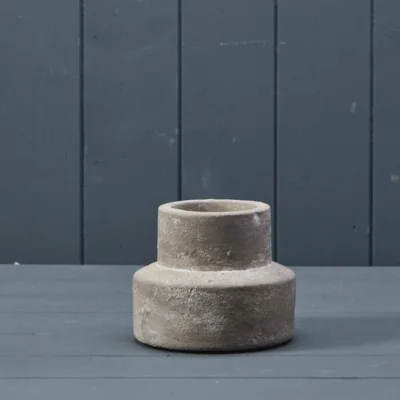 The Range Grey Tactile Cement Candle or Tealight Holder - Brown
