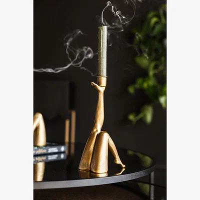 Rockett St George Kick Gold Leg Candle Holder