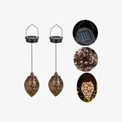 The Range Garden Lantern Solar LED Indian Style Set of 2 - Copper
