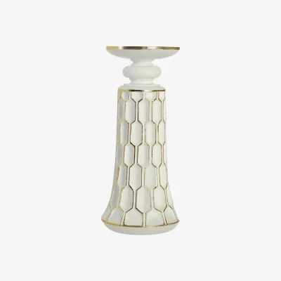 The Range Honeycomb Small Candle Holder - Gold, White