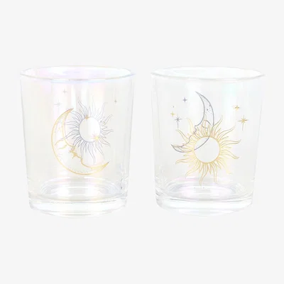 The Range Iridescent Sun and Moon Votive Candle Holders - Clear Iridescent
