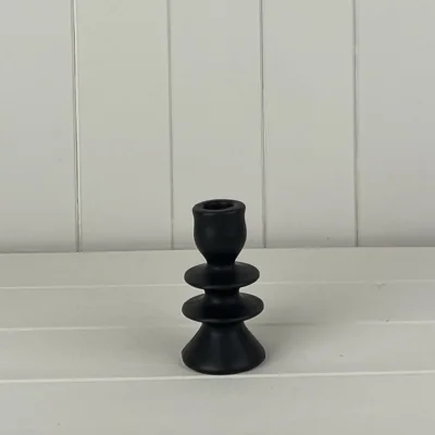 The Range Extra Small Black Ceramic Candle Holder - Black