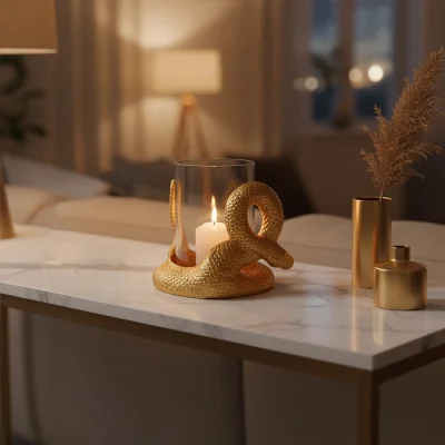 The Range Serpent Gold Candle Holder - Clear, Gold