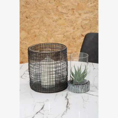 The Range Trento Woven Wire Candle Holder with Glass Insert - Black