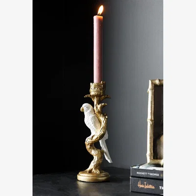 Rockett St George White Parrot Candlestick Holder