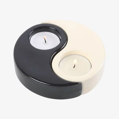 The Range Yin Yang Tealight Candle Holder - Black/White