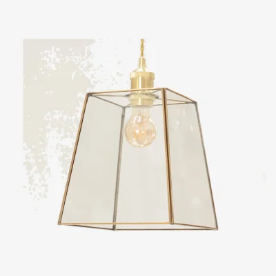 The Range Susie Glass Lantern Easy Fit Light Shade with LED Bulb - Antique Brass