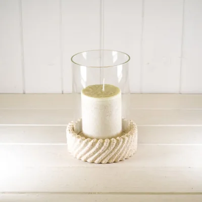 The Range Tall Sandy Textured Hurrican Glass Candle Holder - Light Sand