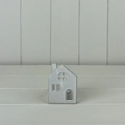 The Range Decorative White Ceramic House Tealight Holder - White