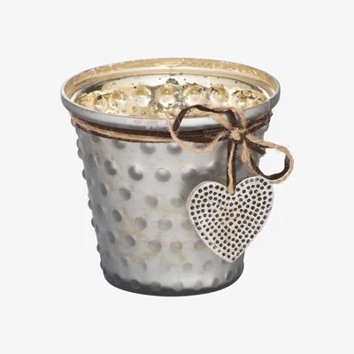 The Range Jute Tied Bobble Medium Candle Holder - Grey