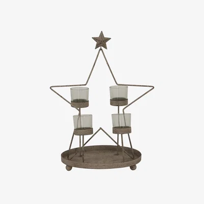 The Range Hill Interiors Outline Star Candle Holder - Antique Bronze