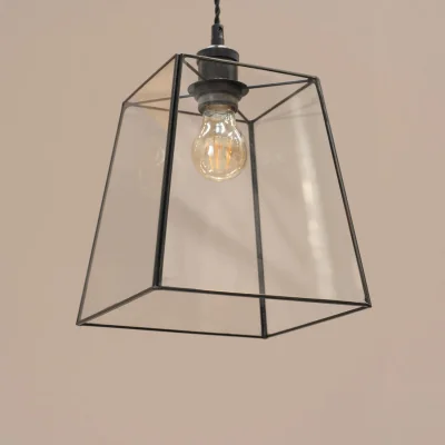 The Range Susie Glass Lantern Easy Fit Light Shade with LED Bulb - Matte Black