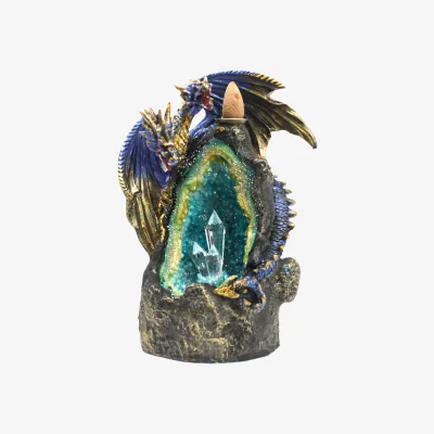 The Range Dragon with Crystal Cave LED Backflow Incense Burner MultiColor - Multicolor