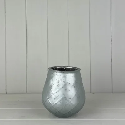 The Range Small Frosted Silver Glass Tealight Holder - Silver