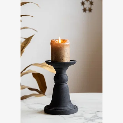 Rockett St George Traditional Black Candle Holder - Short