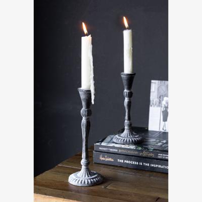 Rockett St George Black Antique Zinc Style Candlestick Holder - Available in Two Sizes