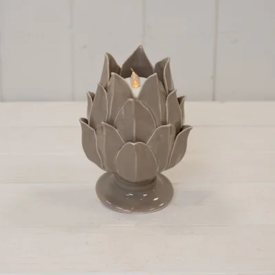 The Range Taupe Glazed Artichoke Candle Holder - Taupe