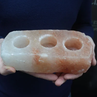 The Range Natural Salt Candle Holder 3 holes - Orange
