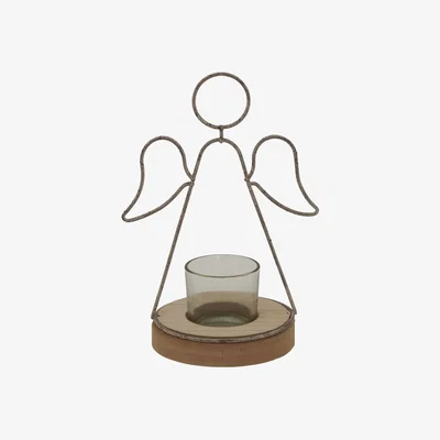 The Range Hill Interiors Outline Angel Tealight Holder - Brown/Silver