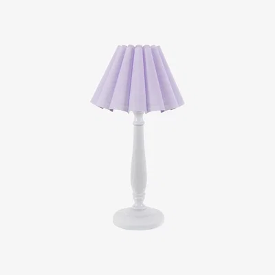 The Range Victoria White Wood Candlestick Stem Table Lamp with Scallop Tapered Lamp Shade - Lilac / Bulb Included