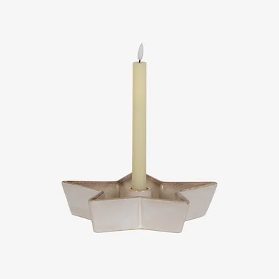 The Range Large Solace Cement Star Candle Holder - White