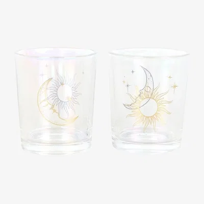 The Range Something Different Iridescent Sun & Moon Face Votive Candle Holder (Pack of 2) - Gold/Clear