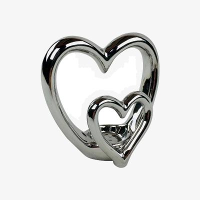 The Range Double Heart Tealight Holder - Silver