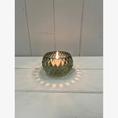 The Range Vintage Green Diamond Pattern Tealight Holder - Green