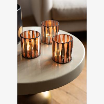 Rockett St George Set of 3 Metallic Mosaic Effect Glass Tealight Holders